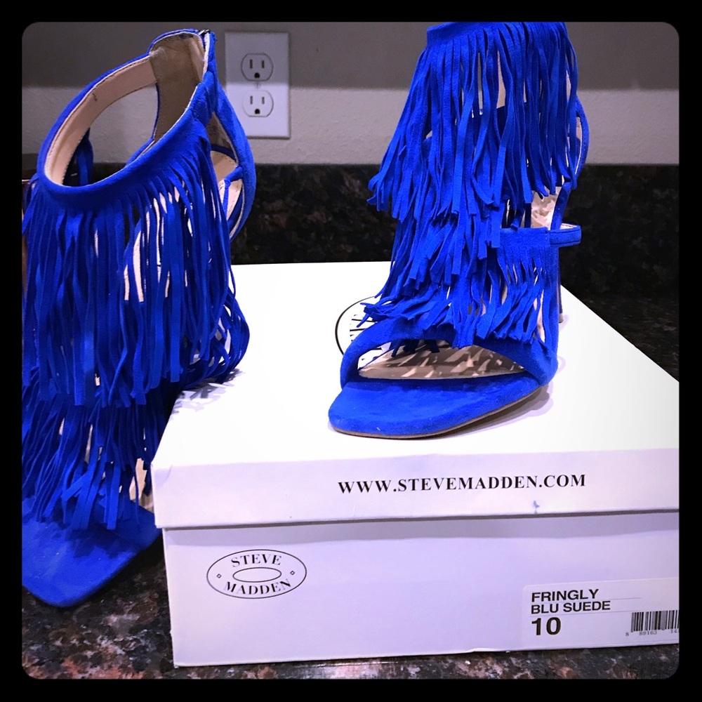 Steve Madden Fringly Blue Heels
